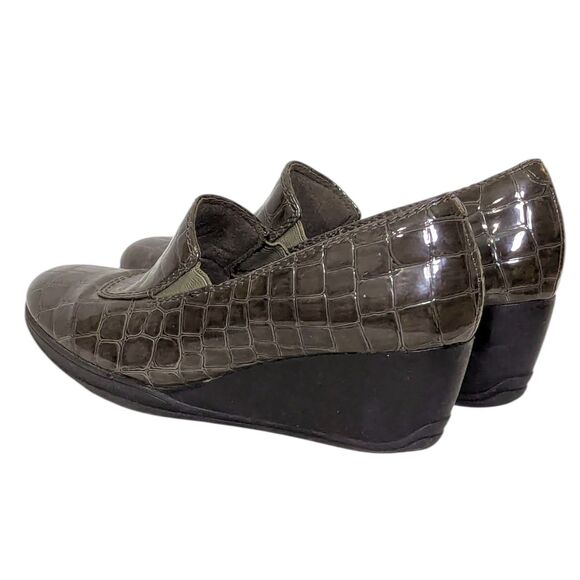 Clarks Bendables Size 7.5 (UK 5 / EU 38) Women’s Gray Slip-On Wedge Shoes Croc - Picture 8 of 14